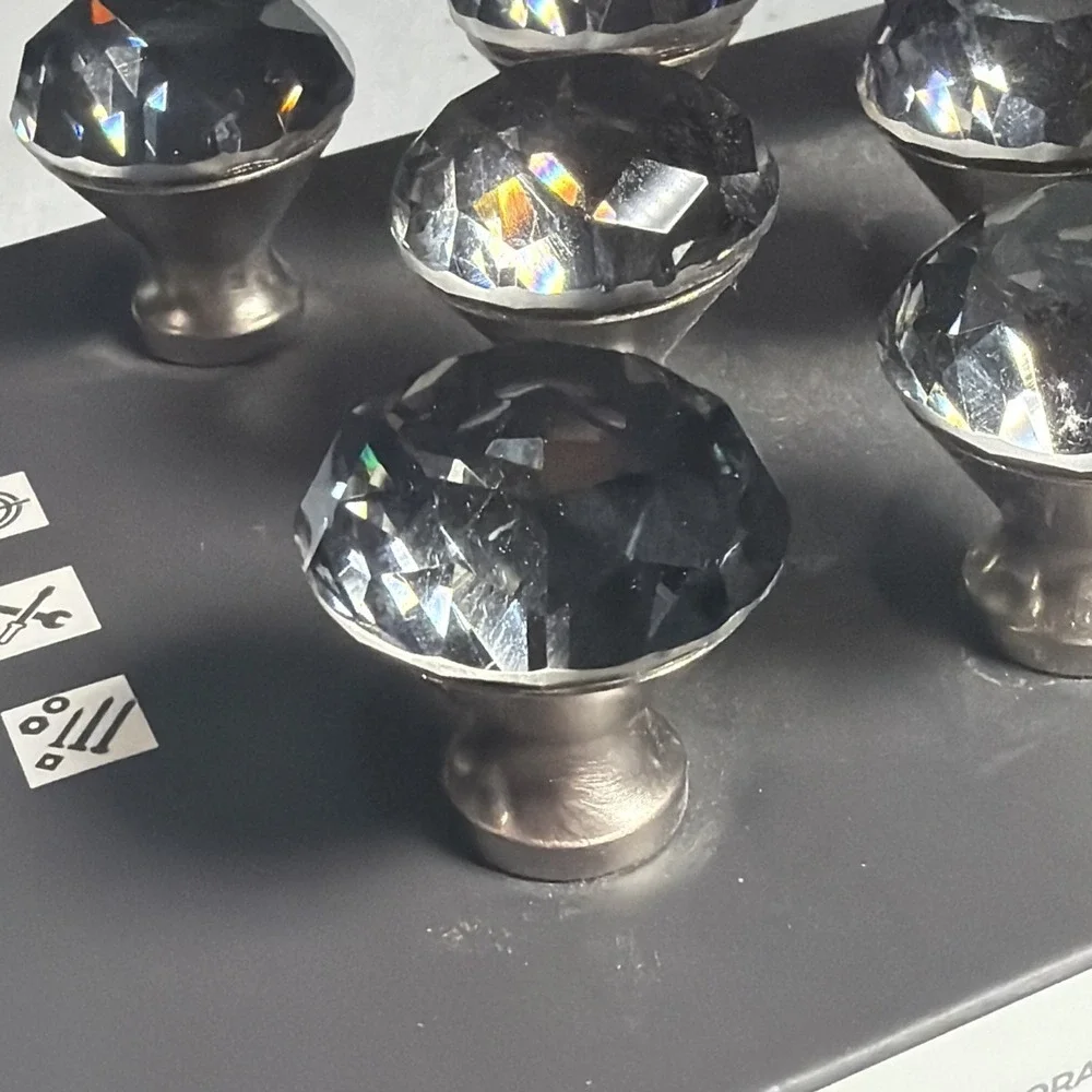 Eight Piece Drawer Knob Set Real Living Brand Smoky Gray Crystal/glass Knobs